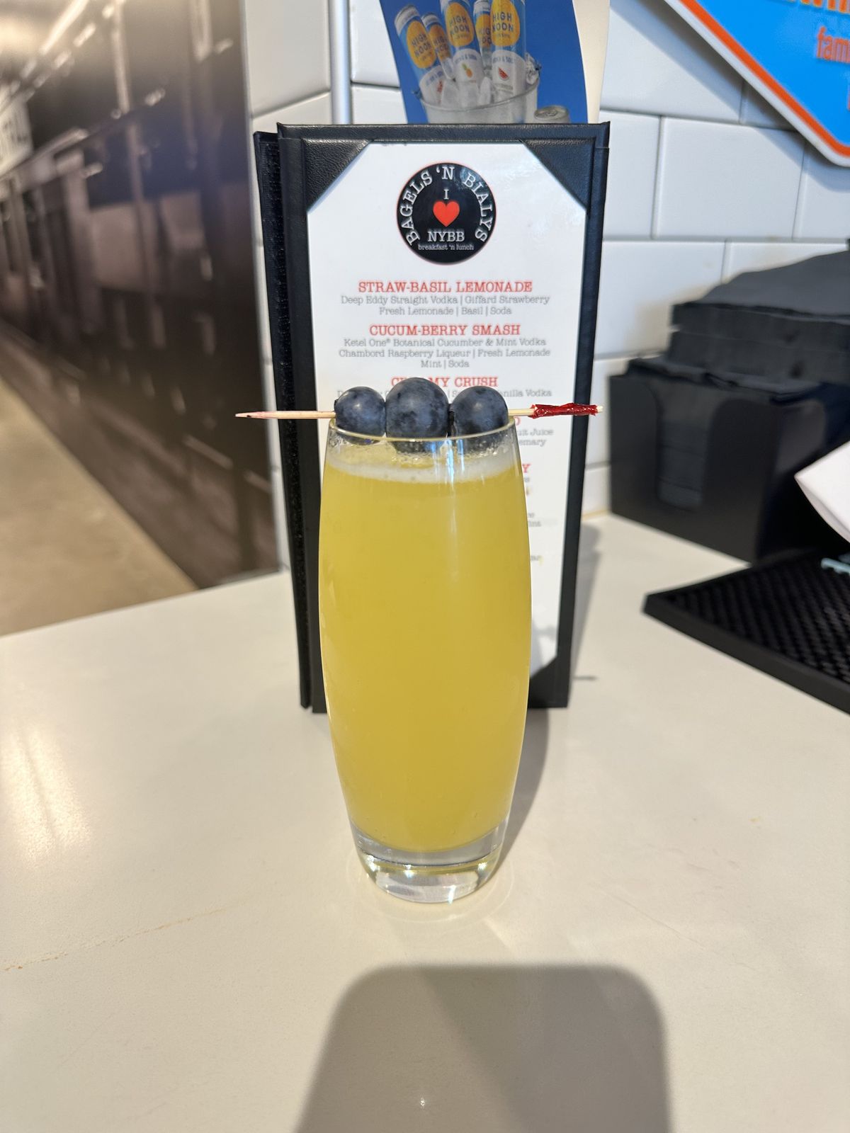 Mimosa served over the NYBB drink menu