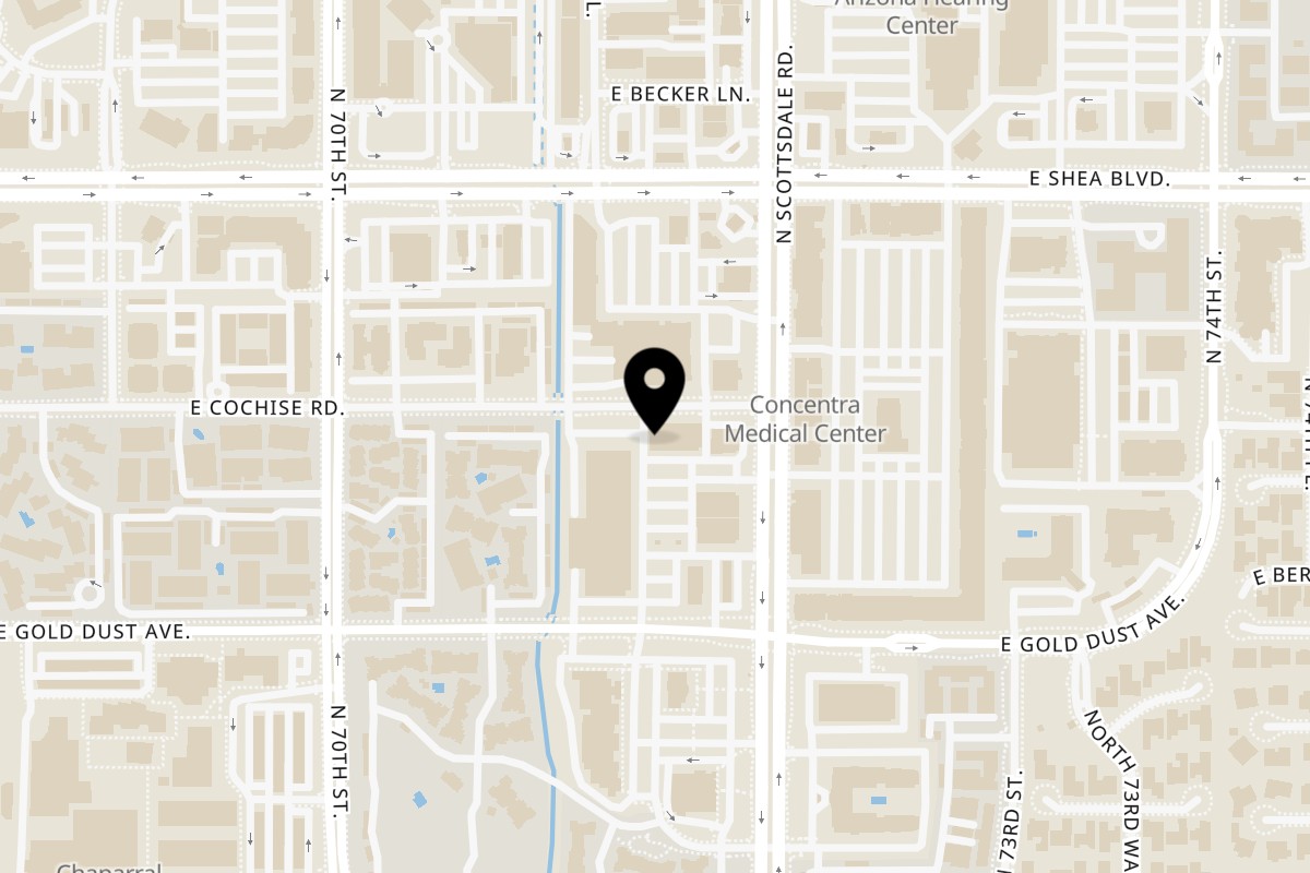 Map showing the location of New York Bagels `N Bialys Shea on 10320 N Scottsdale Rd #400b in Scottsdale